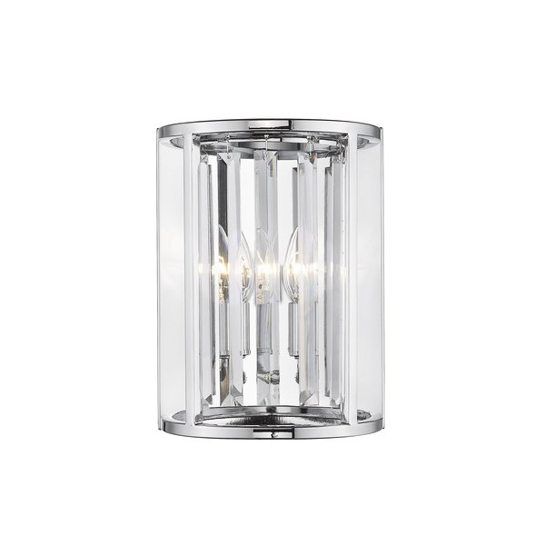 Z-Lite Monarch 2 Light Wall Sconce, Chrome & Clear 439-2S-CH